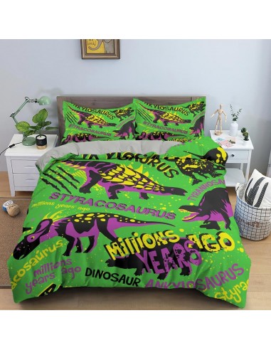 Housse de couette dinosaure vert et mauve basket pas cher