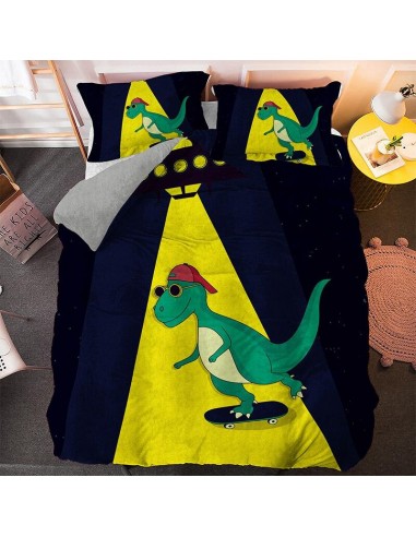 Housse de couette dinosaure noire et jaune en stock