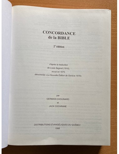 Concordance de la Bible 2ème Edition d'Europe débarque